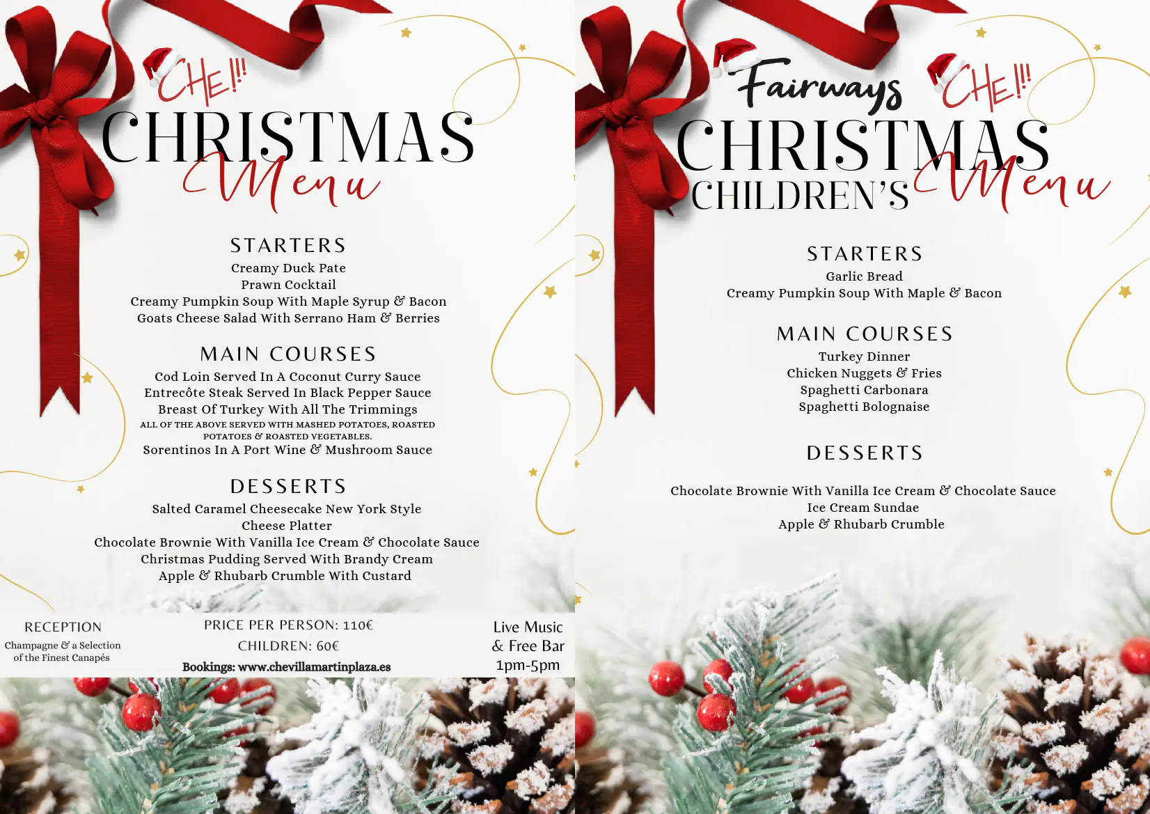 fairways restaurant Christmas Day 2024villamartin plaza