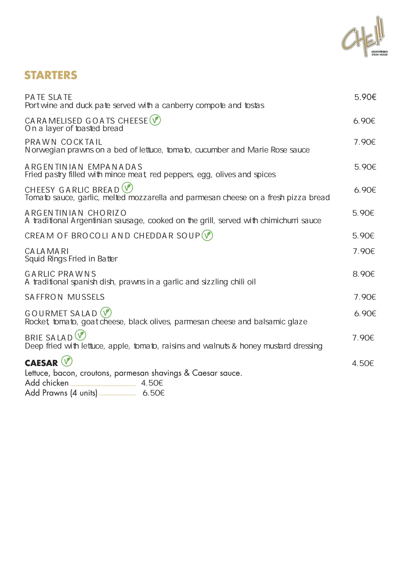 Che Argentinia Grill Restaurant 2023 Daily Menu 2