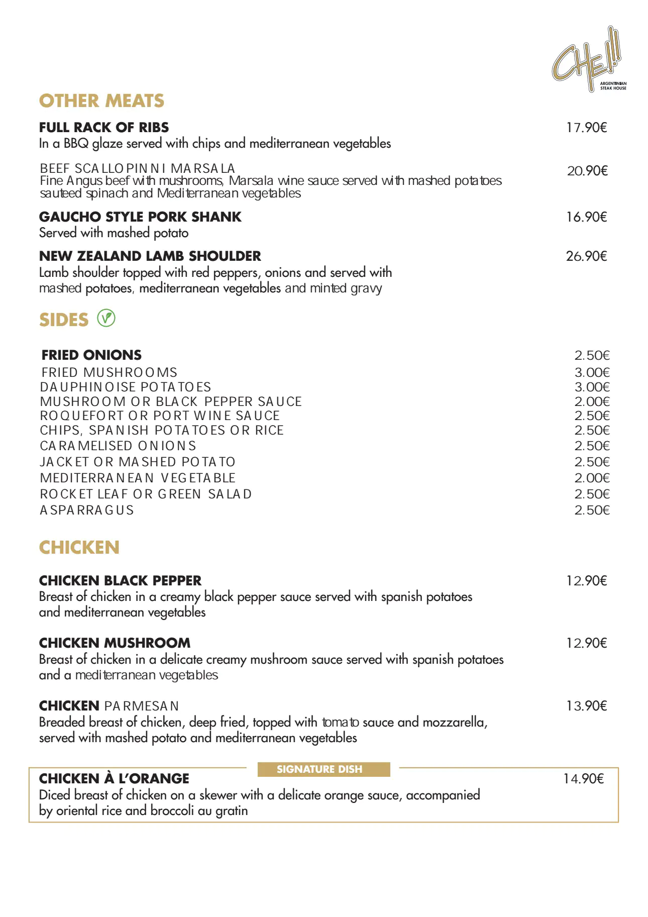 Che Argentinia Grill Restaurant 2023 Daily Menu 4