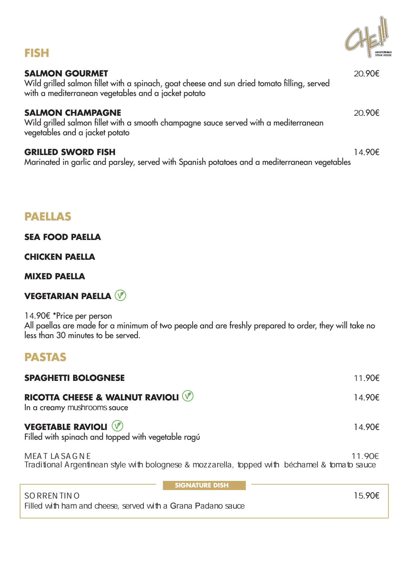 Che Argentinia Grill Restaurant 2023 Daily Menu 5