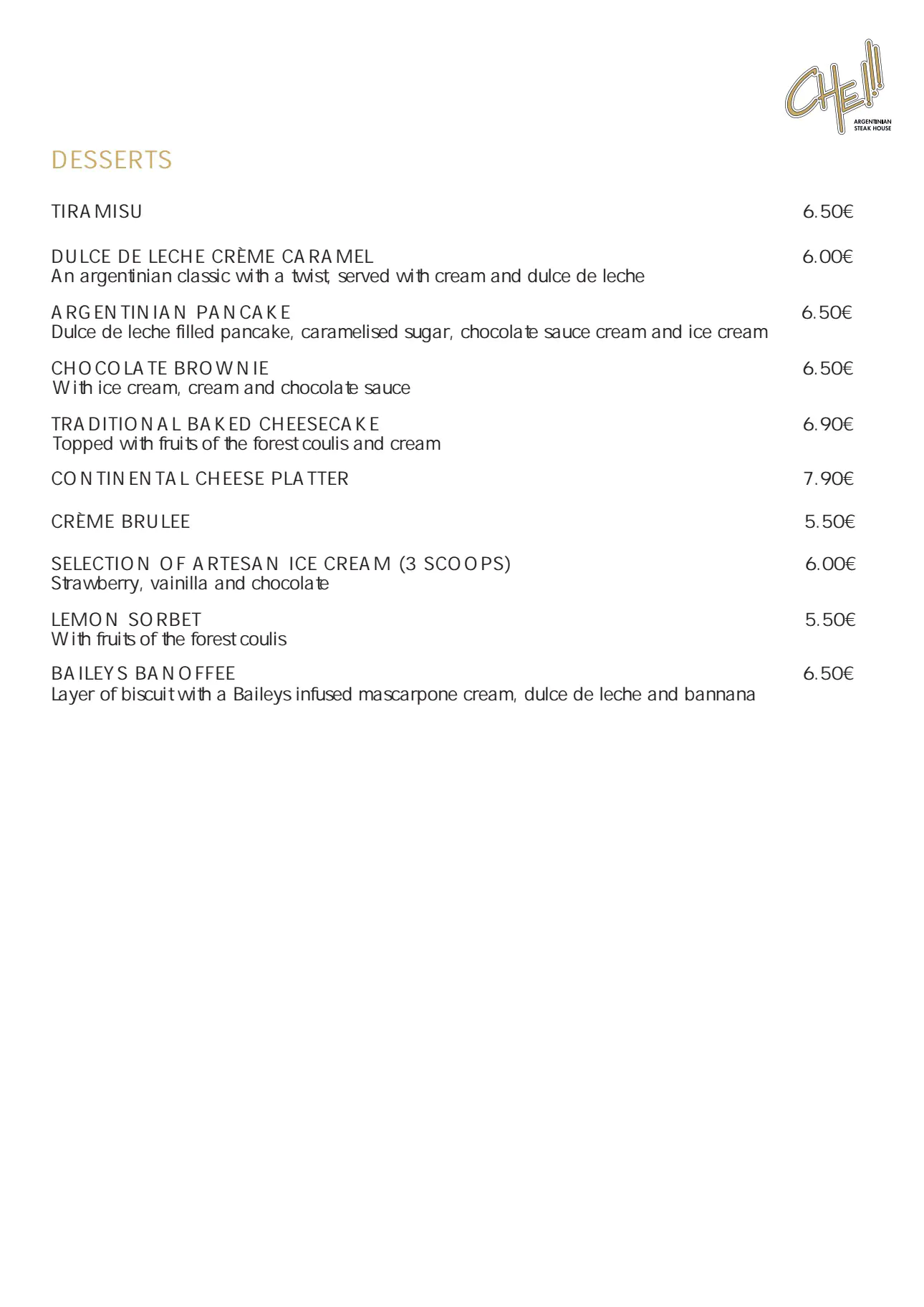 Che Argentinia Grill Restaurant 2023 Daily Menu 6
