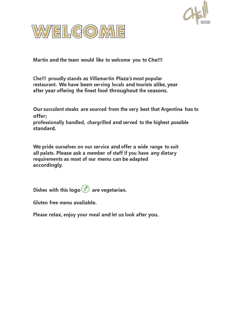 Che Argentinia Grill Restaurant 2025 Daily Menu 1