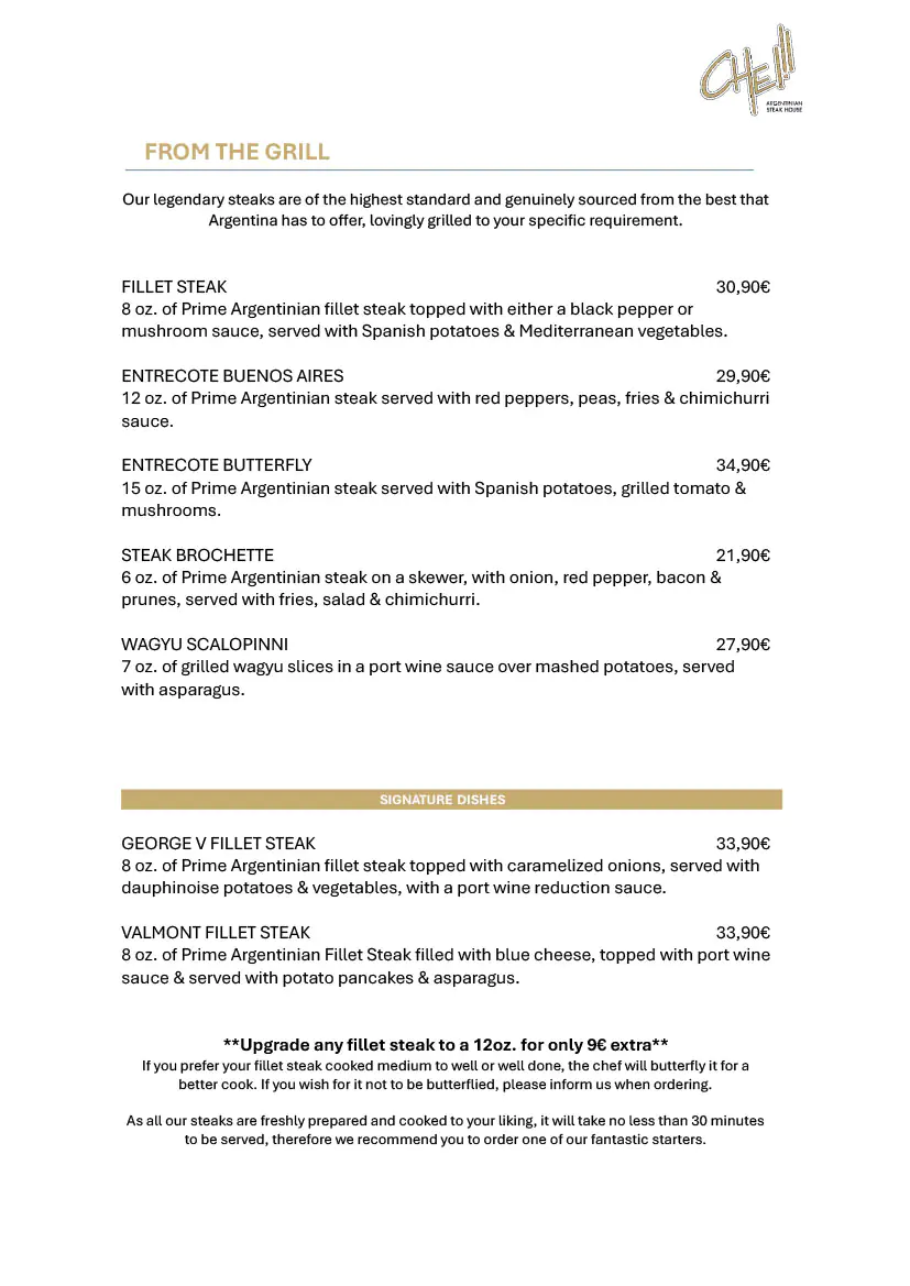 Che Argentinia Grill Restaurant 2025 Daily Menu 4